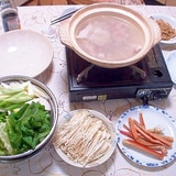 鯛のアラで水炊き野菜鍋